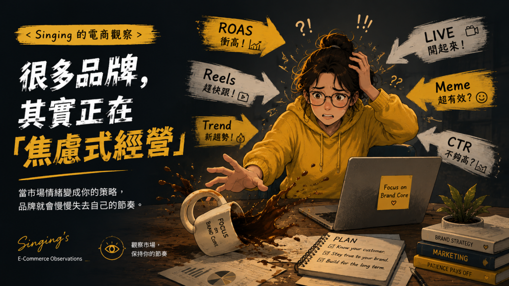 很多品牌以為自己在做「廣告優化」，但其實只是被市場情緒推著走。從《一個投機者的告白》延伸，探討電商品牌在廣告投放、ROAS、短影音與市場趨勢下，如何陷入焦慮式經營，並慢慢失去自己的判斷與節奏。